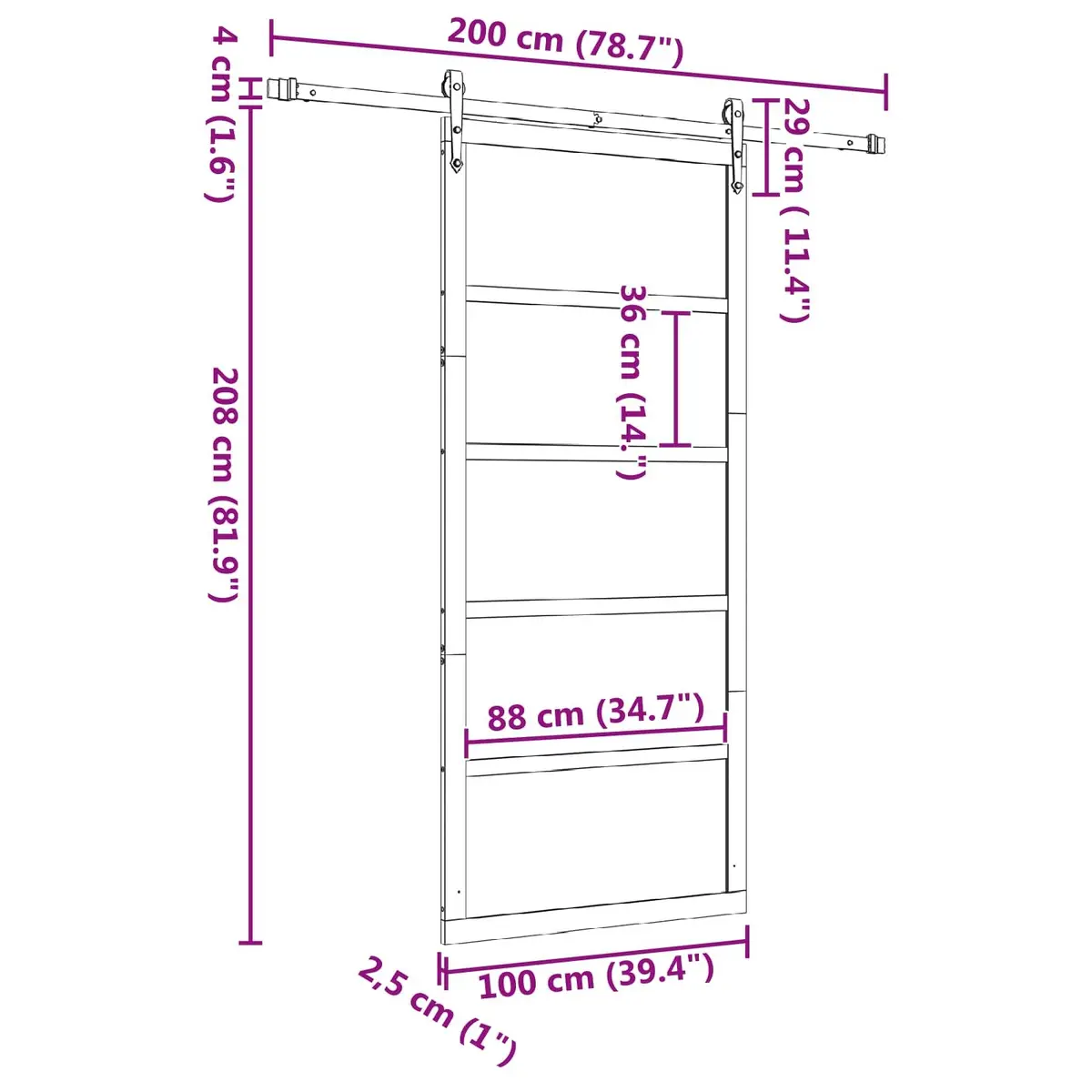 Sliding Door Solid Pine Wood Natural Brown 100 x 208 cm Modern Interior Room