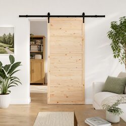Solid Pine Wood Sliding Door 90 x 208 cm Natural Modern Room Divider