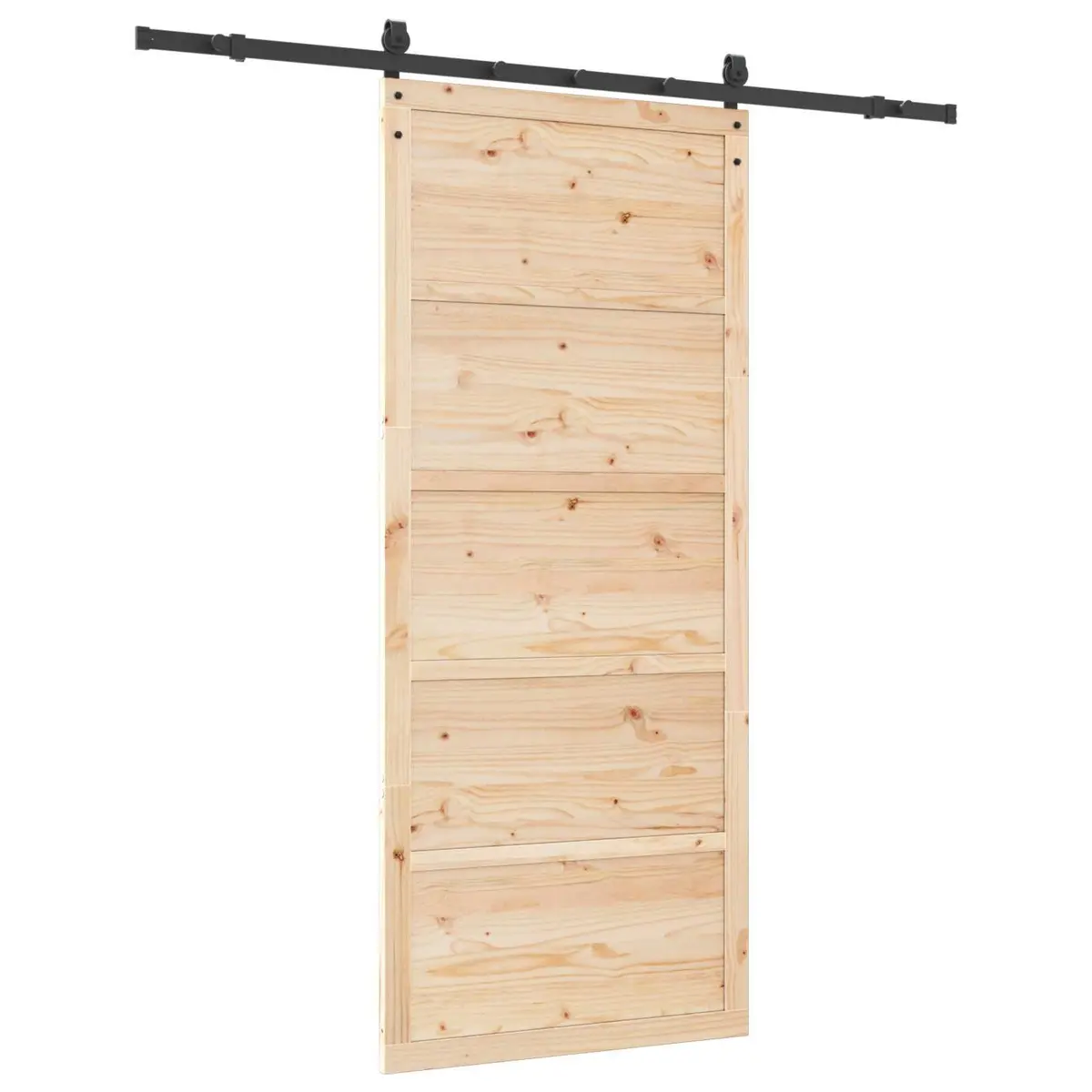 Sliding Door Solid Pine Wood 80 x 208 cm Modern Interior Room Divider Brown
