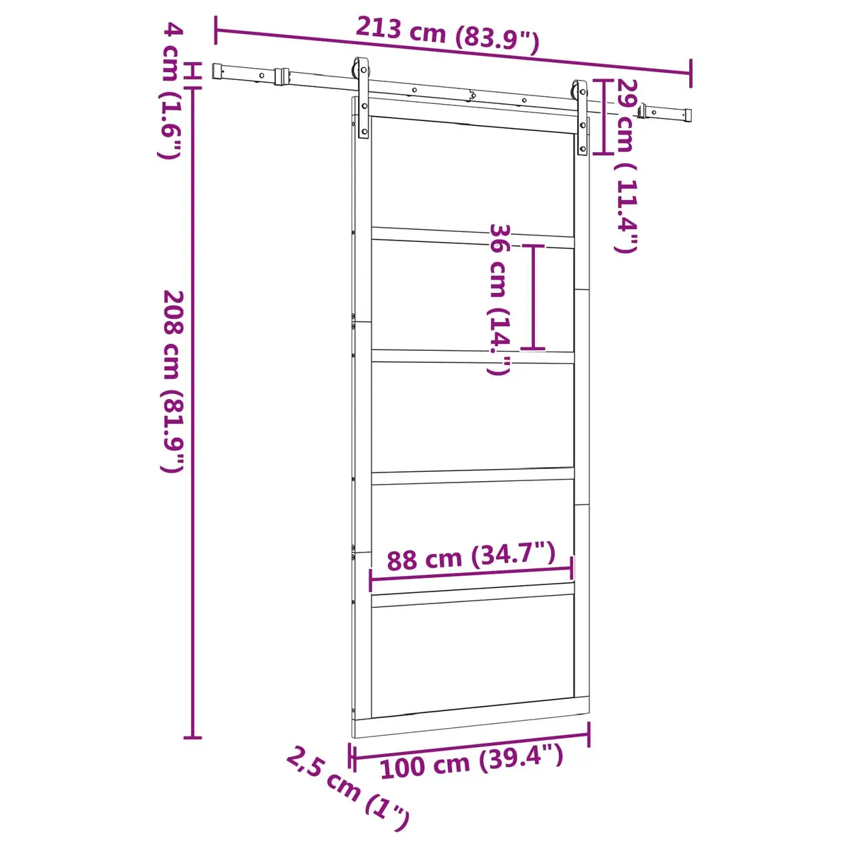 Sliding Door Solid Pine Wood Natural Finish 100 x 208 cm Modern Interior Room Divider