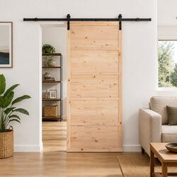 Sliding Door 90 x 208 cm Natural Solid Pine Wood Modern Interior Room Divider