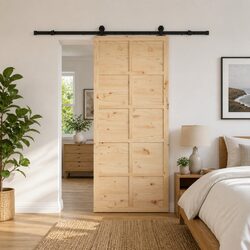 Sliding Door 90x208cm Solid Pine Wood Natural Interior Room Divider Space Saver