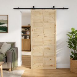 Sliding Door Solid Pine Wood 100 x 208 cm Interior Room Divider Space Saving