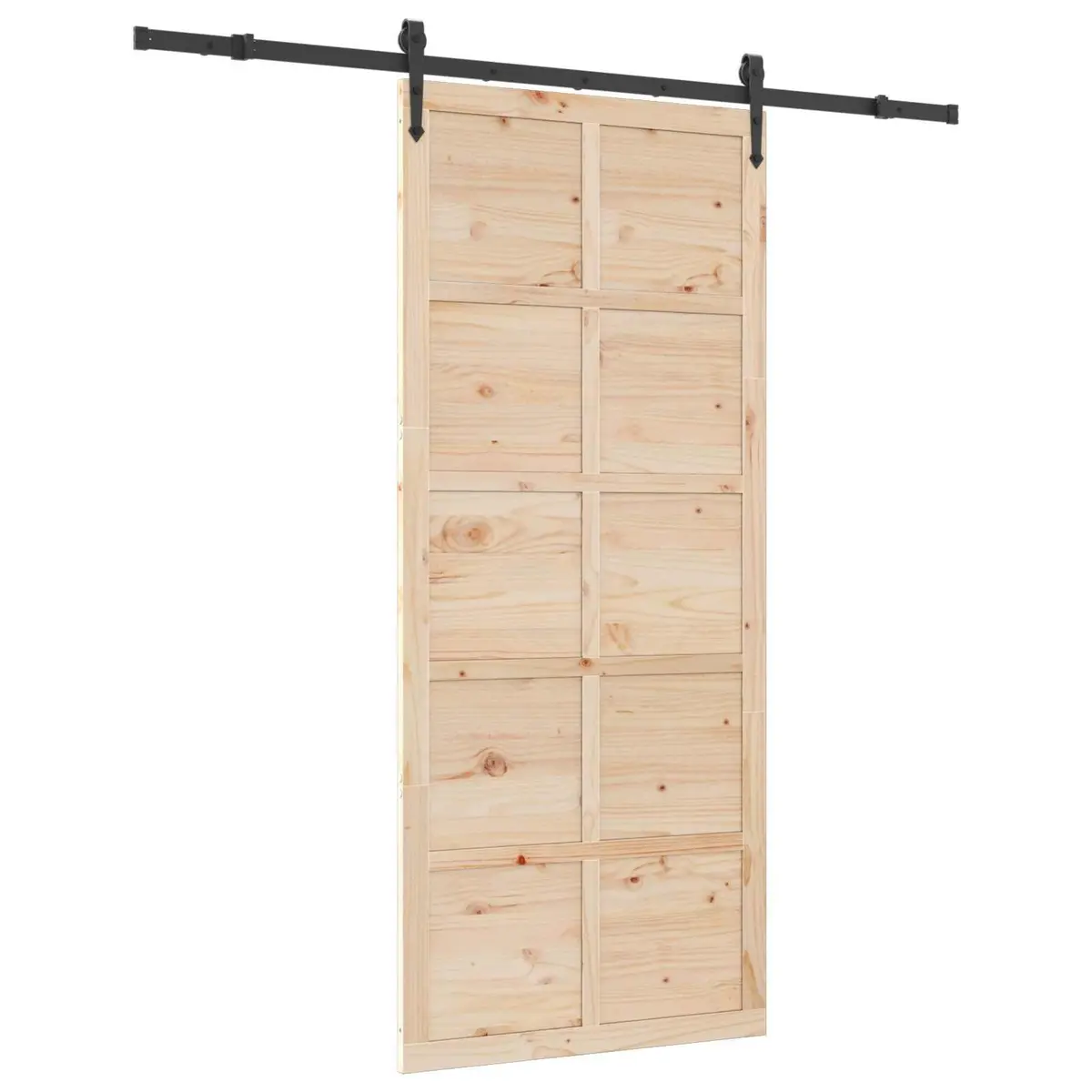 Sliding Door Solid Pine Wood Modern Interior Room Divider 100 x 208 cm Brown