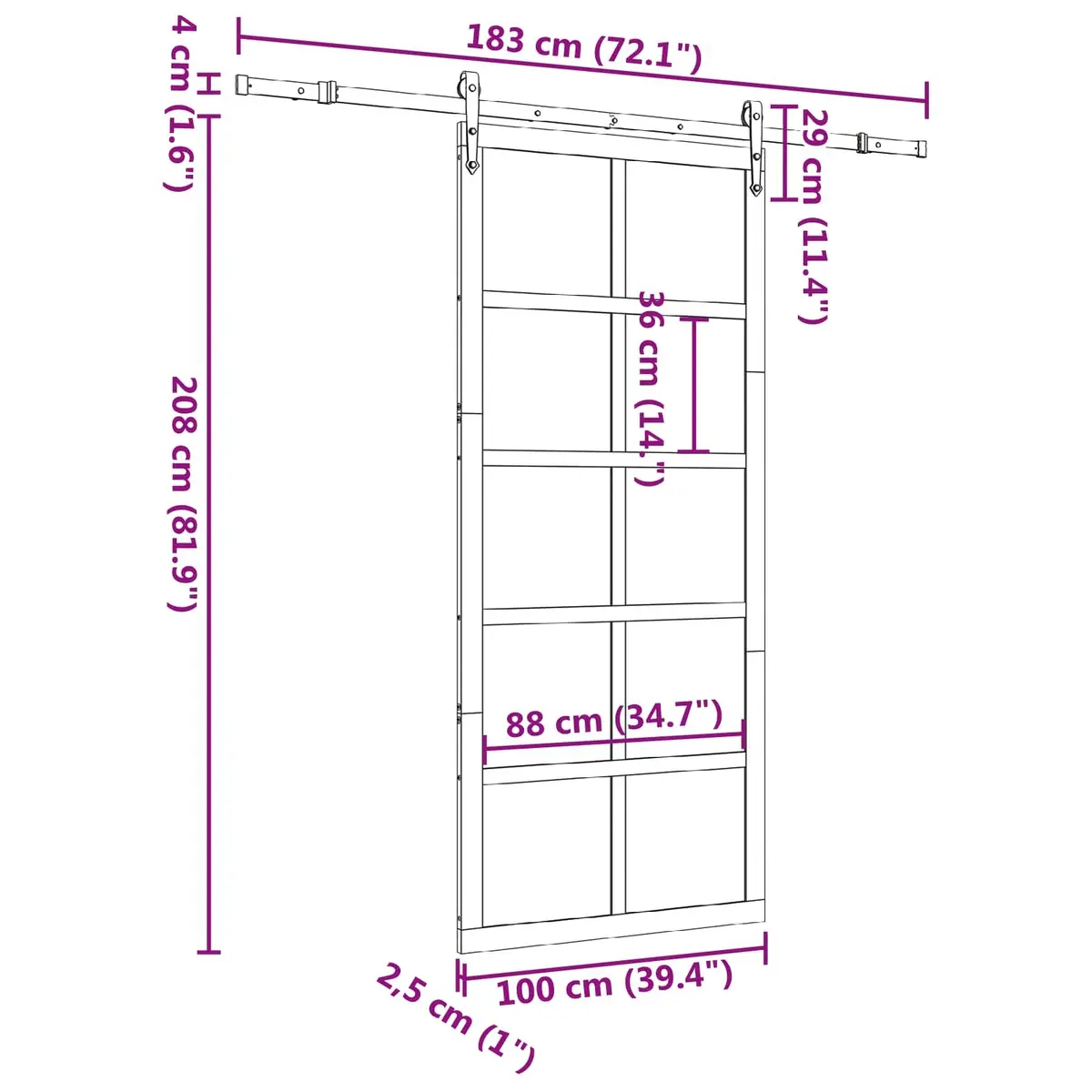 Sliding Door Solid Pine Wood Modern Interior Room Divider 100 x 208 cm Brown