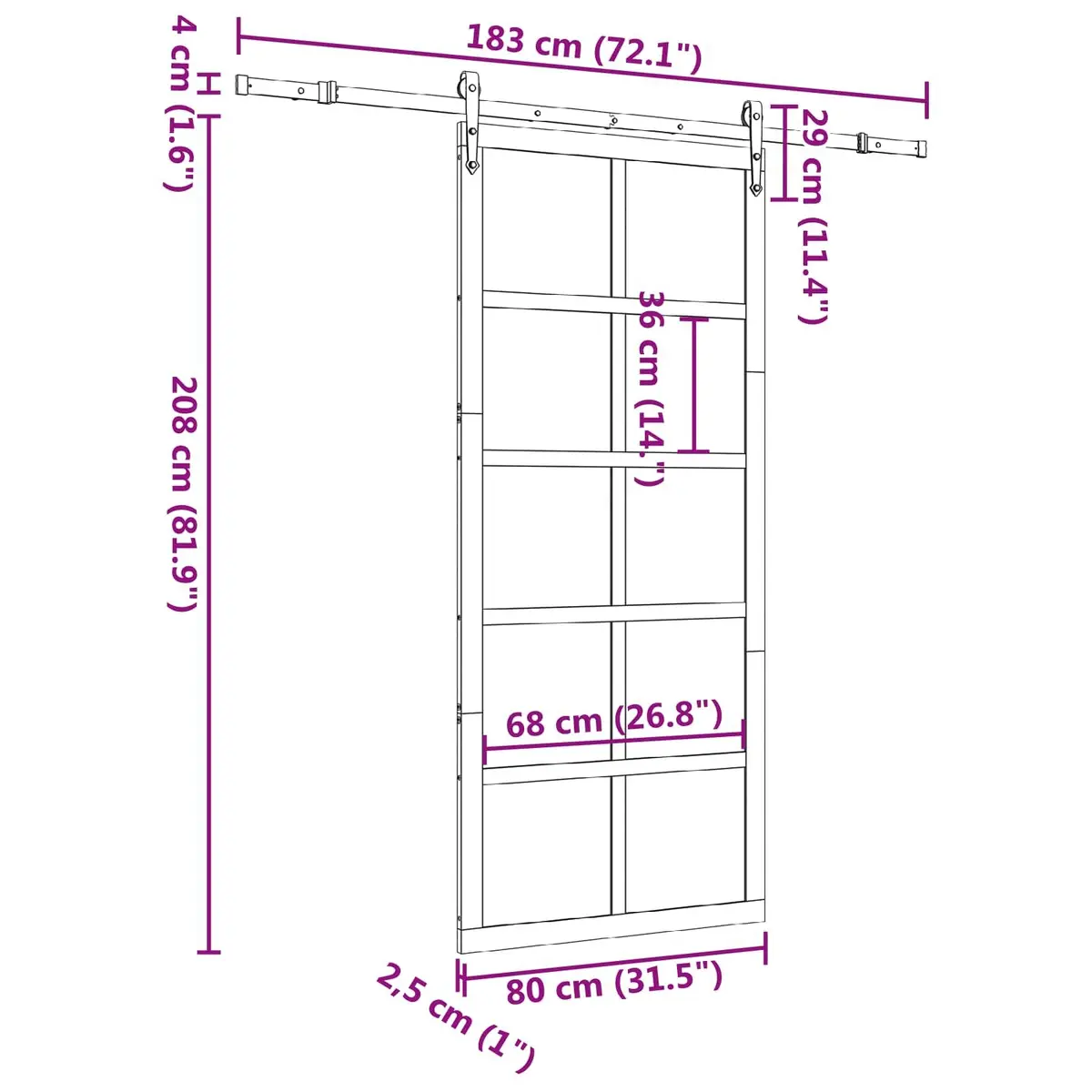 Sliding Door Natural Solid Pine Wood 80 x 208 cm Interior Room Divider