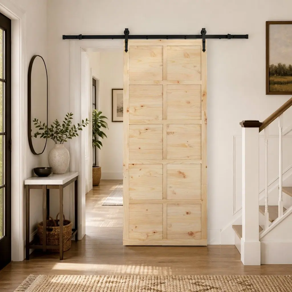 Sliding Door Solid Pine Wood Modern Interior Room Divider 90 x 208 cm Natural