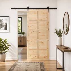 Sliding Door Natural Pine Wood 90 x 208 cm Modern Interior Room Divider