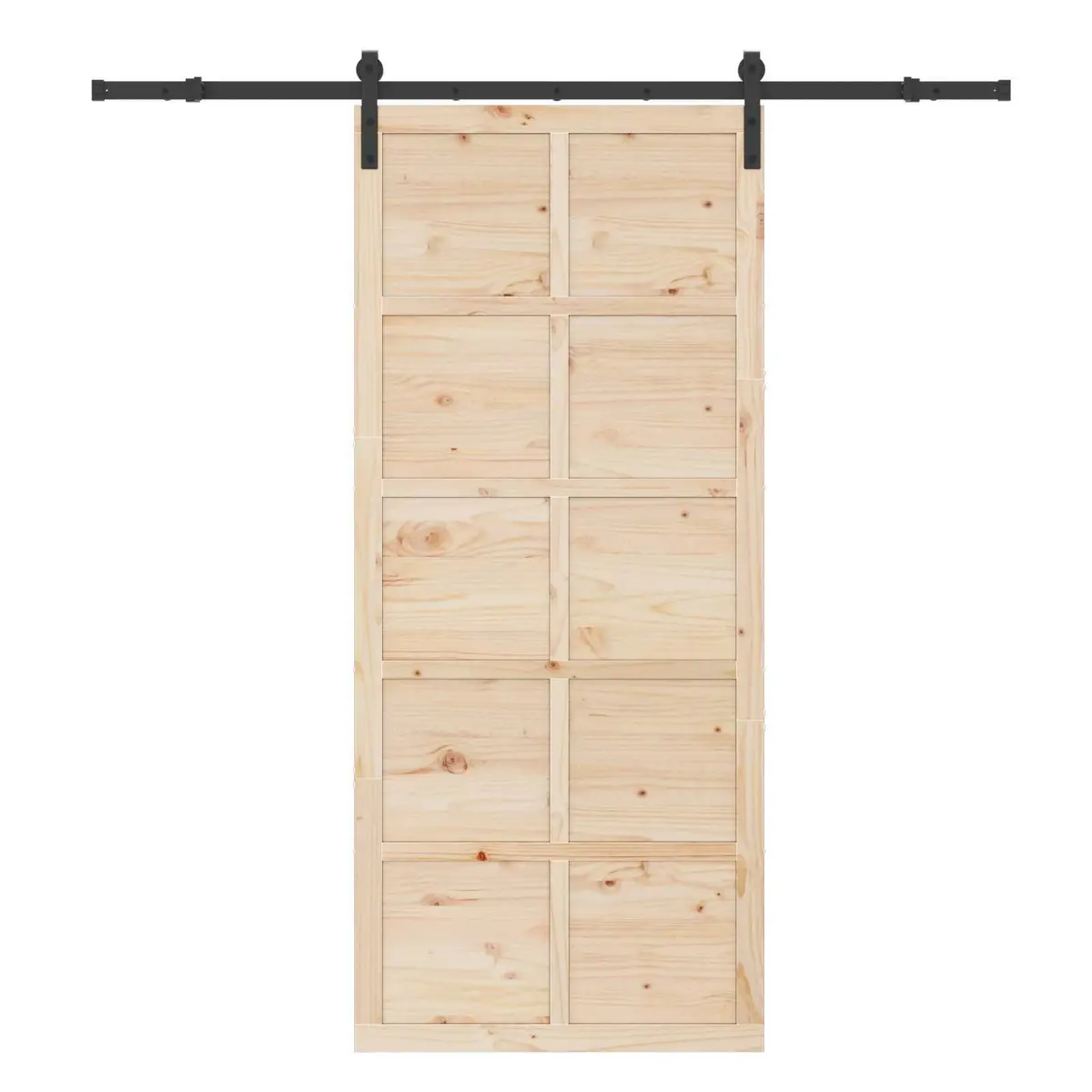 Sliding Door Solid Pine Wood Space-Saving 80 x 208 cm Brown