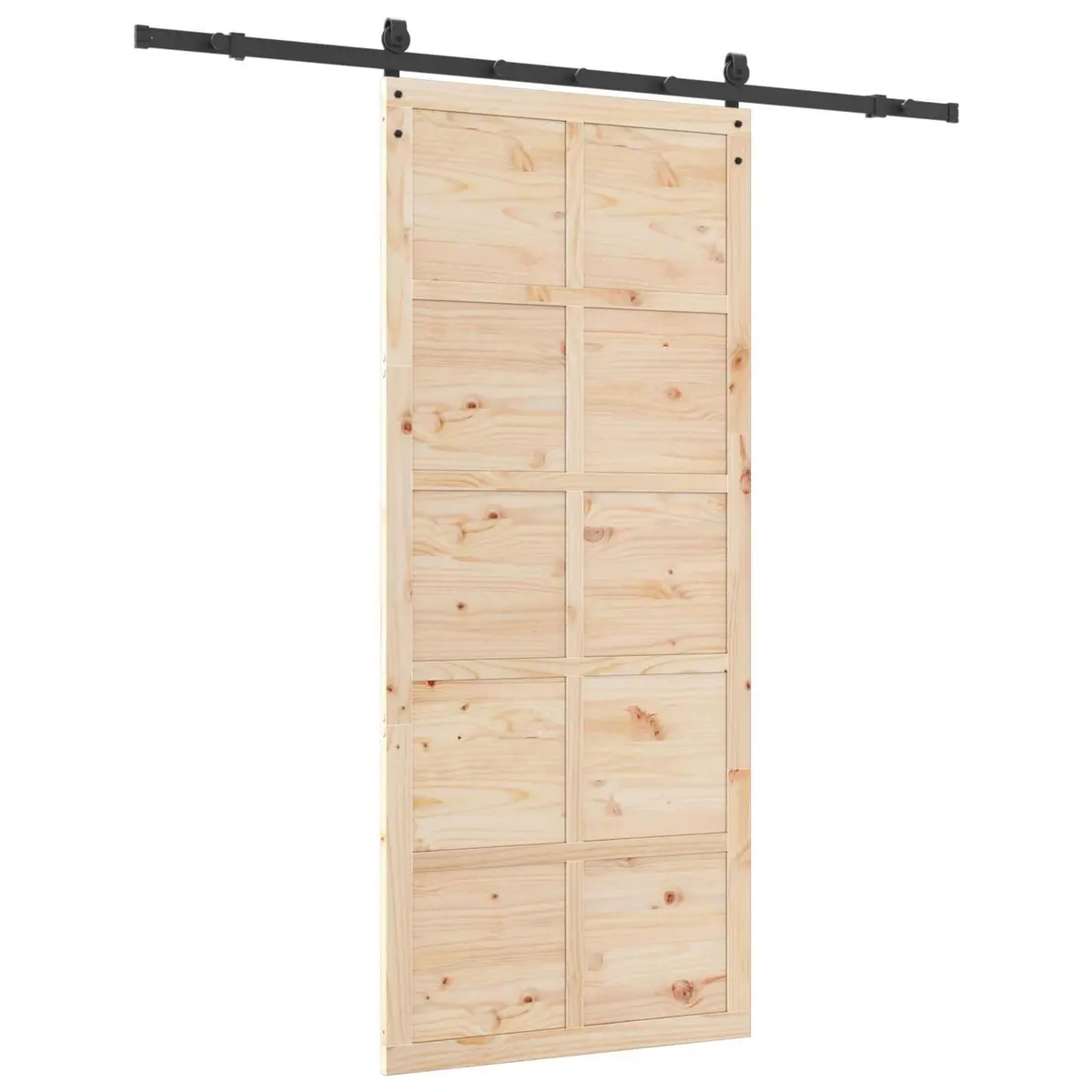 Sliding Door Solid Pine Wood Space-Saving 80 x 208 cm Brown