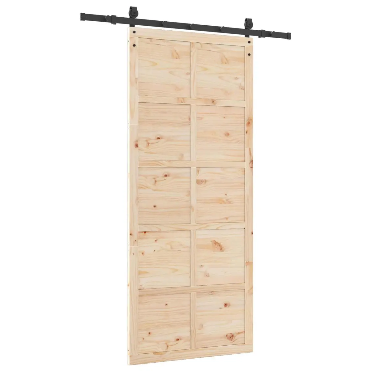 Sliding Door Solid Pine Wood 80 x 208 cm Space-Saving Brown Interior Home Entrance