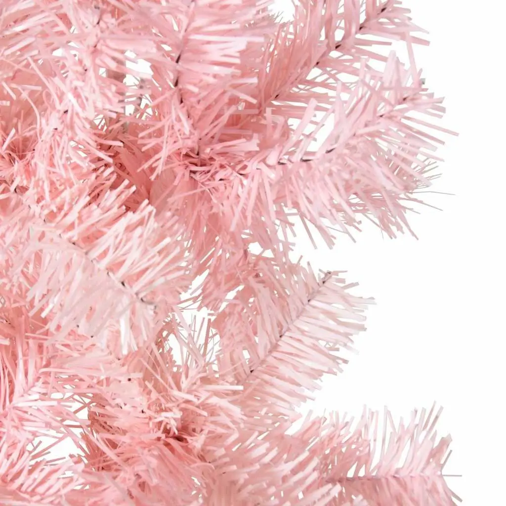 Slim Artificial Half Christmas Tree with Stand Pink 210cm Holiday Decoration