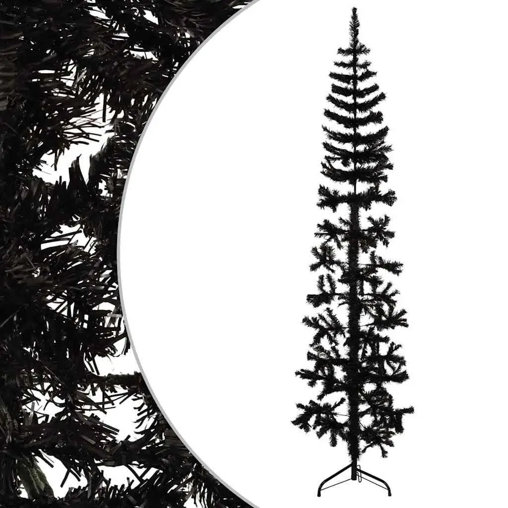 Slim Artificial Half Christmas Tree with Stand Space-Saving Holiday Decoration