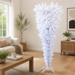Upside-Down Artificial Christmas Tree White 150cm Holiday Home Decor Seasonal