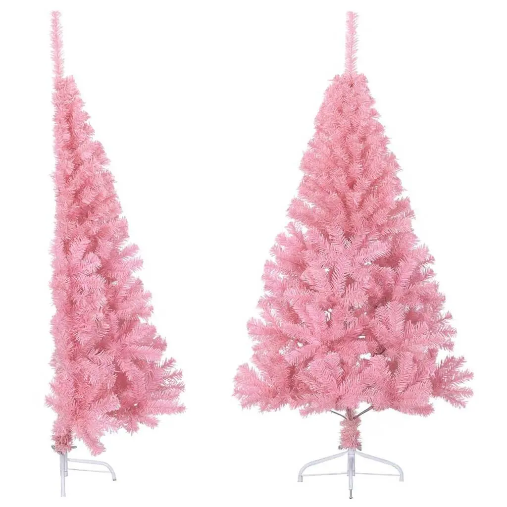 Artificial Half Christmas Tree with Stand Pink 120 cm Indoor Holiday Decor