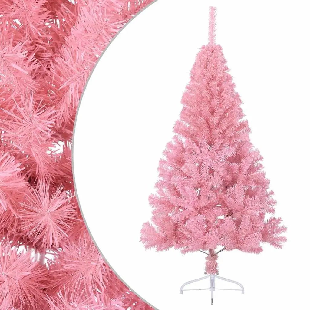 Artificial Half Christmas Tree with Stand Pink 120 cm Indoor Holiday Decor