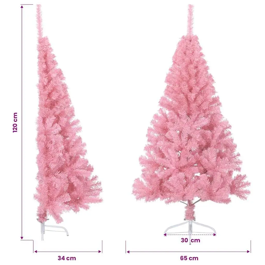 Artificial Half Christmas Tree with Stand Pink 120 cm Indoor Holiday Decor