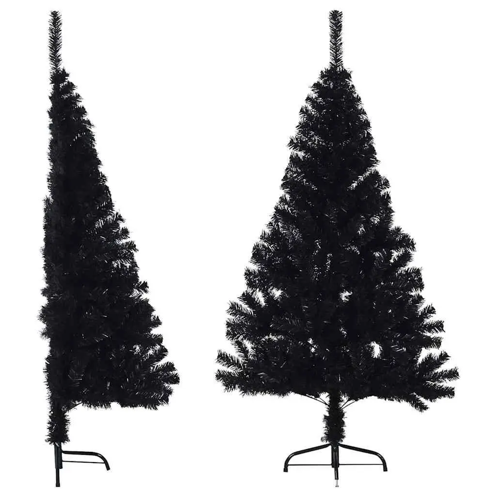 Artificial Half Christmas Tree with Stand Black 120cm Holiday Decor Wall Mounted