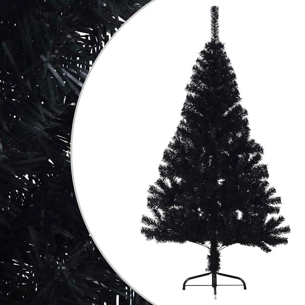 Artificial Half Christmas Tree with Stand Black 120cm Holiday Decor Wall Mounted