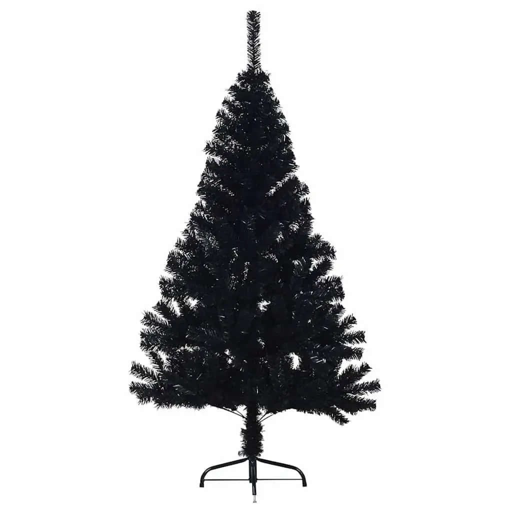 Artificial Half Christmas Tree with Stand Black 120cm Holiday Decor Wall Mounted