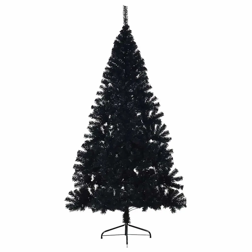Artificial Half Christmas Tree Black 180cm PVC Bushy Holiday Seasonal Decor Wall