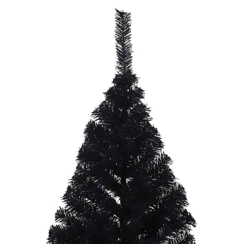 Artificial Half Christmas Tree Black 180cm PVC Bushy Holiday Seasonal Decor Wall