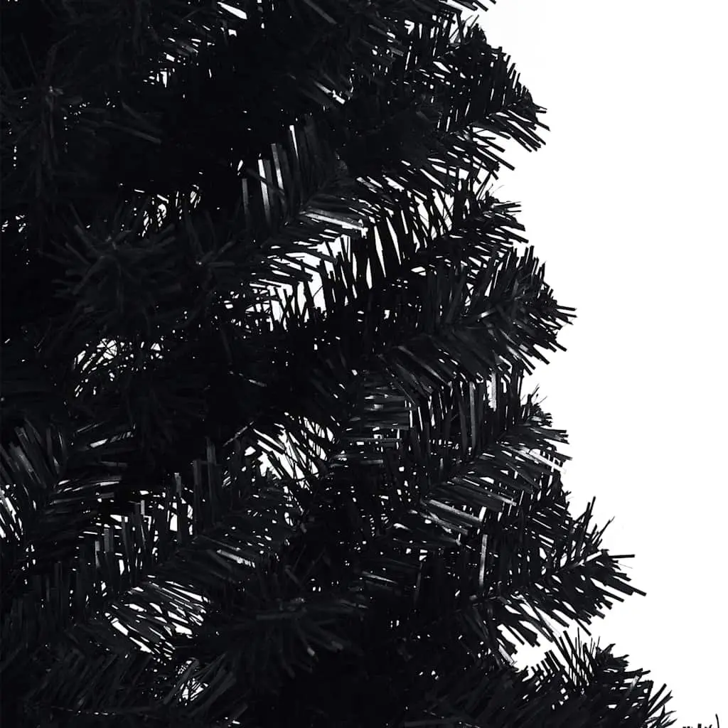 Artificial Half Christmas Tree Black 180cm PVC Bushy Holiday Seasonal Decor Wall