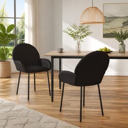 Dining Chairs 2 pcs Black Faux Leather Kitchen Seat Furniture Padded Backrest