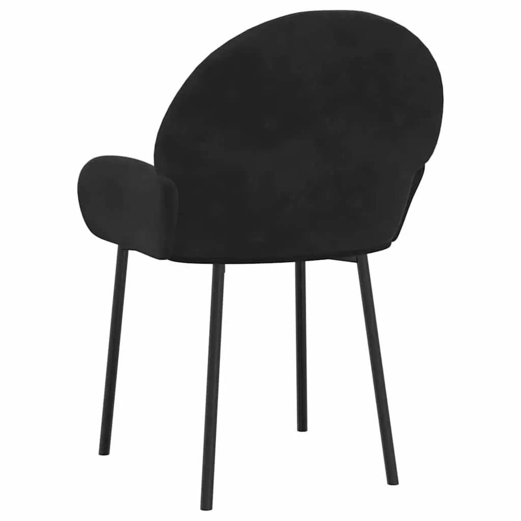 Dining Chairs Velvet Padded Armrest Backrest Black 2 Piece