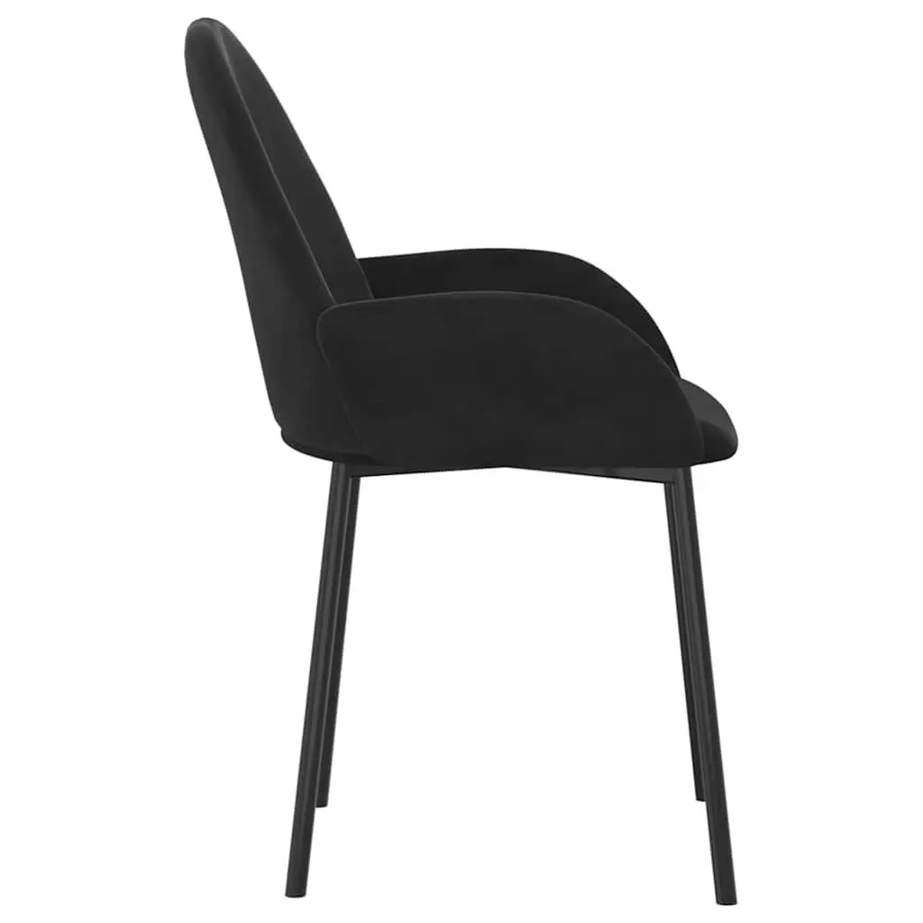 Dining Chairs Velvet Padded Armrest Backrest Black 2 Piece