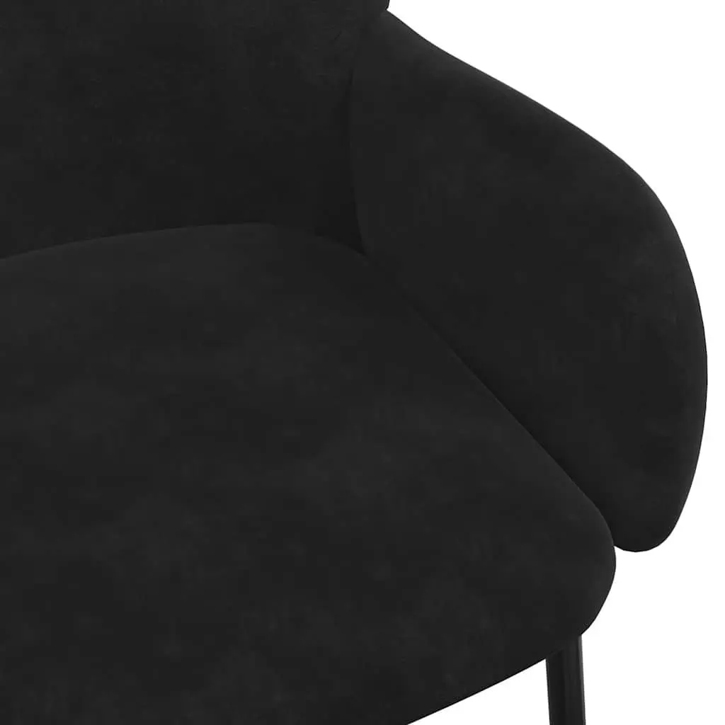 Dining Chairs Velvet Padded Armrest Backrest Black 2 Piece
