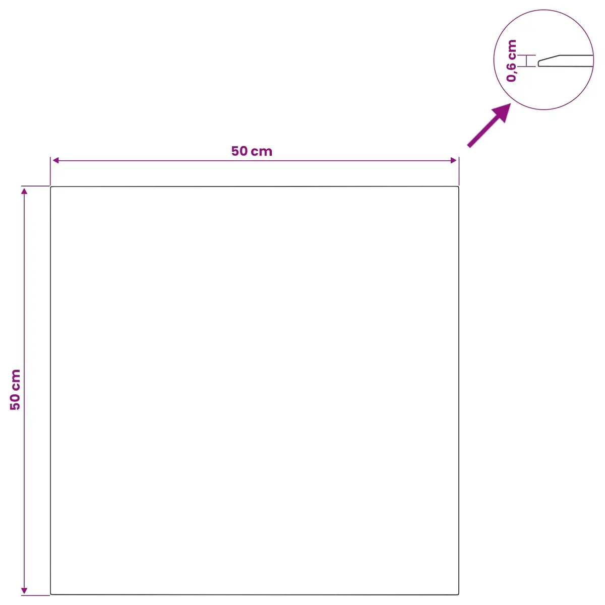 Tempered Glass Table Top Clear Finish 50x50 cm Transparent