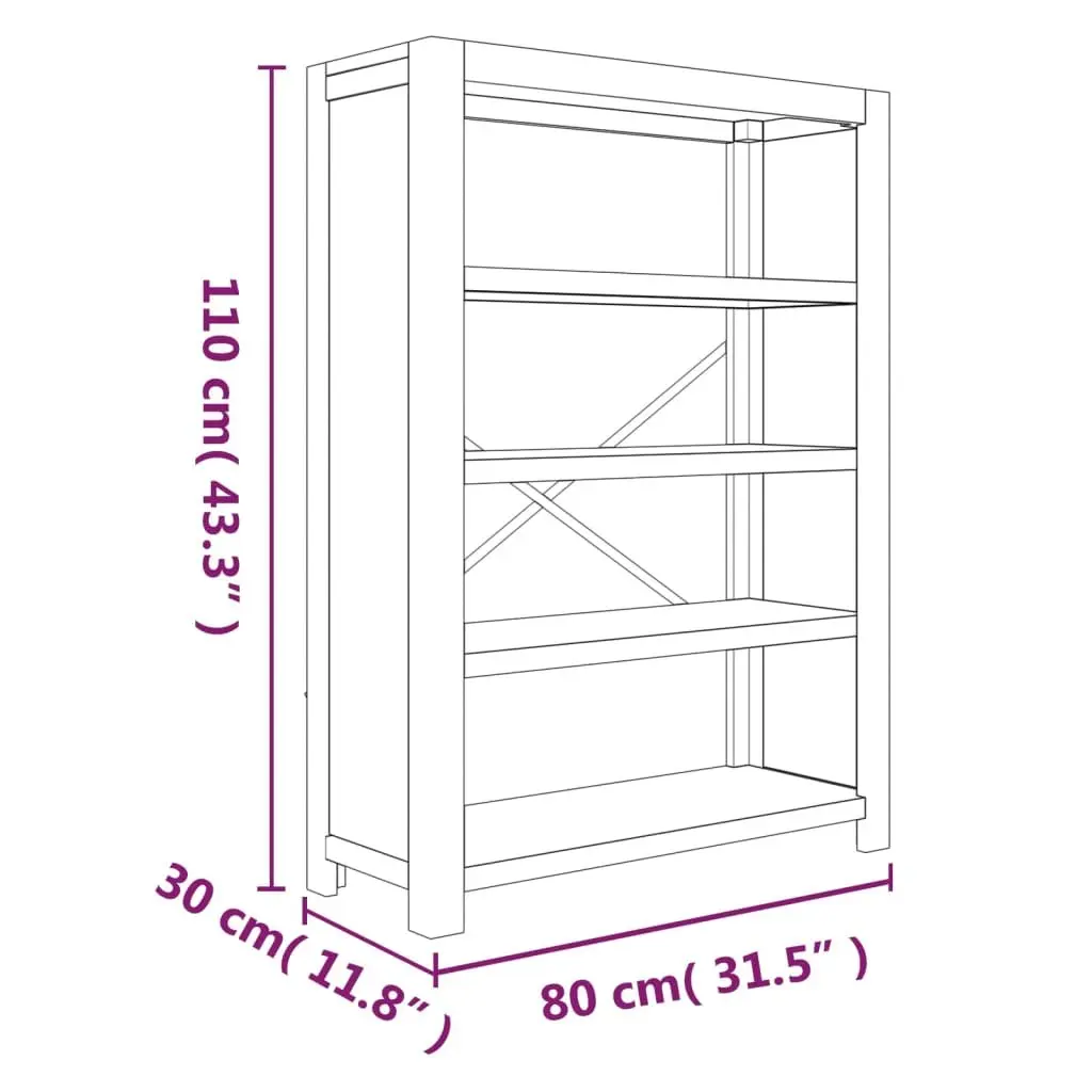 4-Tier Wooden Bookcase Solid Acacia 80x30x110 cm Brown Storage Display Shelf