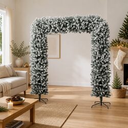 Christmas Tree Arch 240cm White Flocked Snow Holiday Seasonal Decoration Xmas