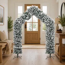 Christmas Tree Arch 270cm Flocked Snow White Holiday Seasonal Decoration Stand