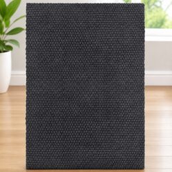 Cotton Rope Woven Rectangular Rug Anthracite 160x230 cm Living Room Bedroom