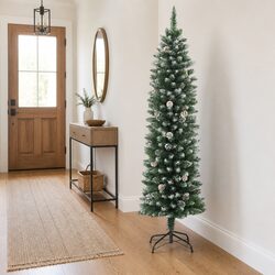 Artificial Slim Christmas Tree 120cm with Stand Green PVC Holiday Home Decor