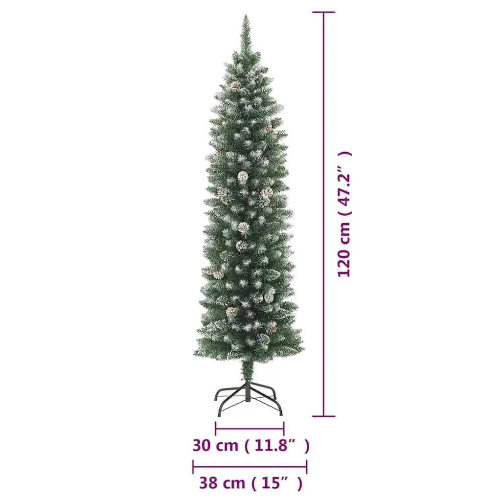 Artificial Christmas Tree Slim Profile 120cm Green PVC Holiday Home Decor