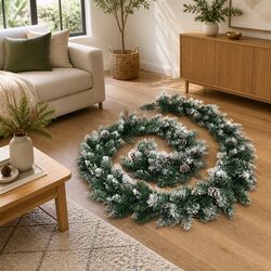 Christmas Garland LED Lights 2.7m Indoor Outdoor Decoration Pine Cone Snow