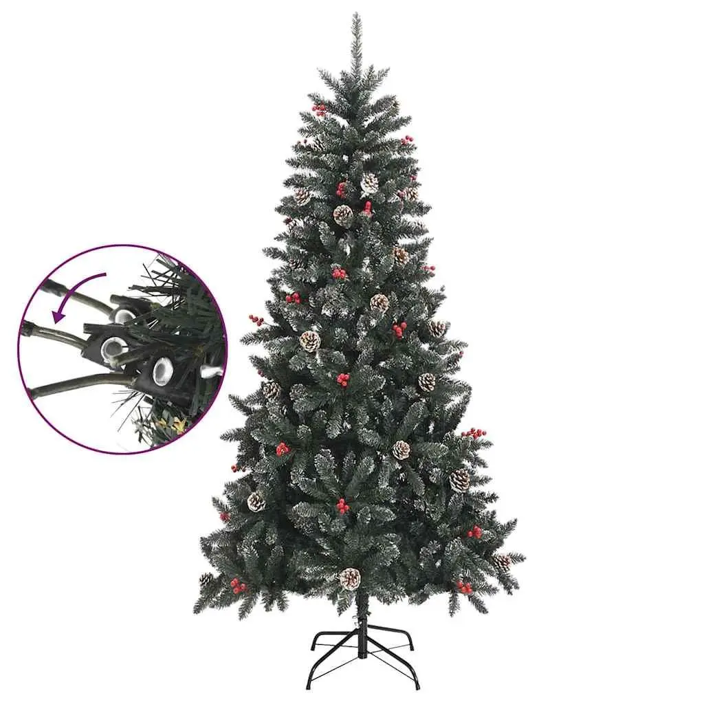 Artificial Christmas Tree 210cm Green PVC Hinged Branches Holiday Decor