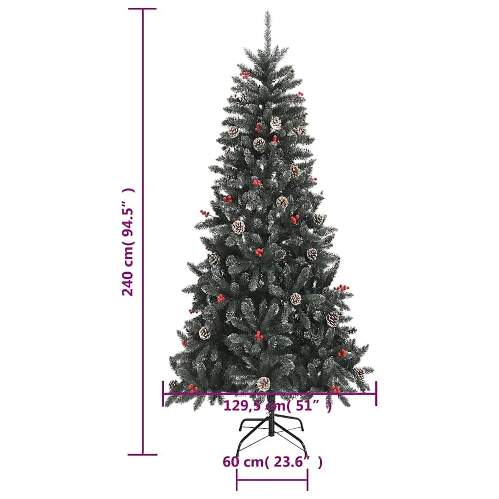 Artificial Christmas Tree 240cm Hinged Branches Green PVC for Holiday Decoration
