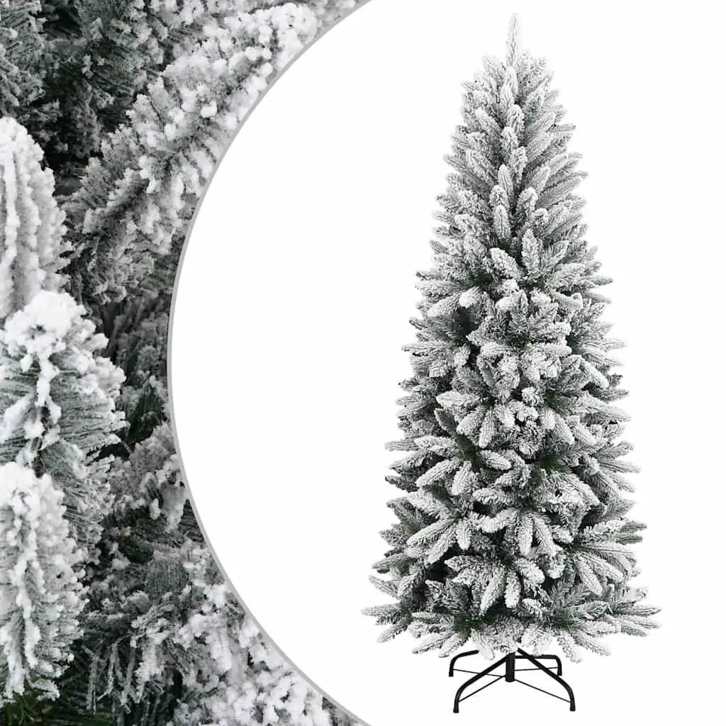 Artificial Christmas Tree 210cm White Flocked Snow PVC PE Hinged Branches