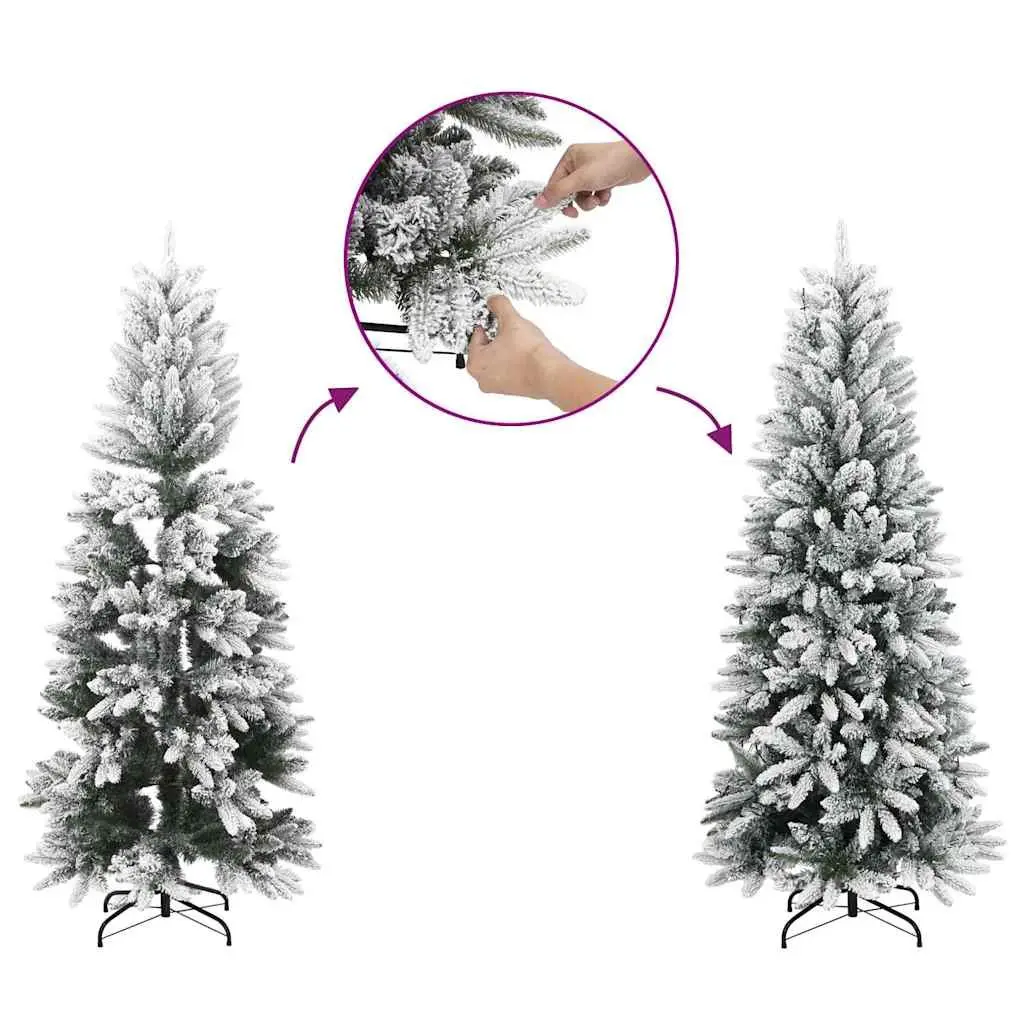 Artificial Christmas Tree 210cm White Flocked Snow PVC PE Hinged Branches