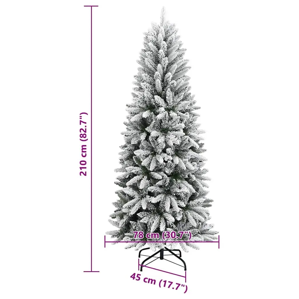 Artificial Christmas Tree 210cm White Flocked Snow PVC PE Hinged Branches