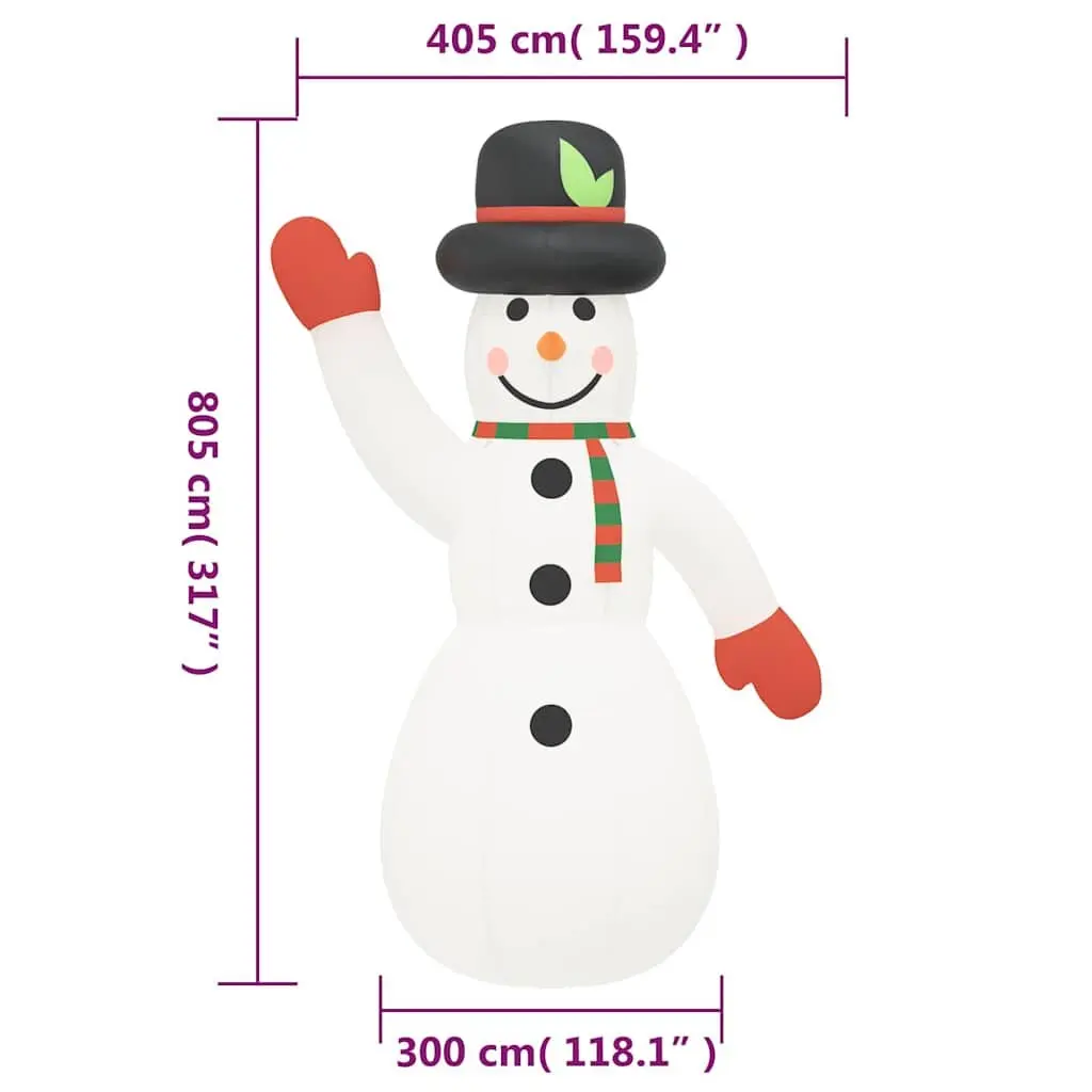 Inflatable Snowman Decoration with LED Lights 805 cm Oxford Fabric