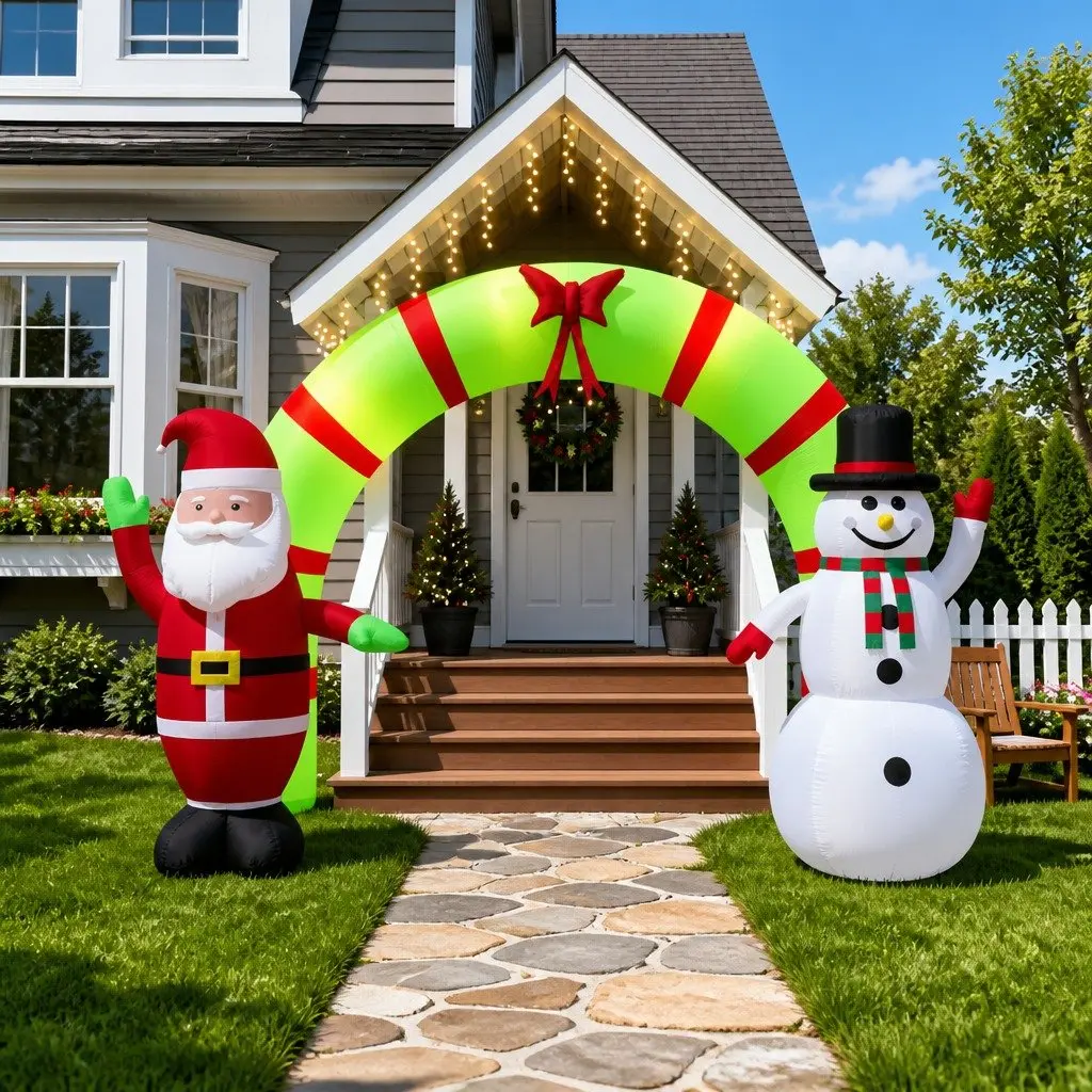 Inflatable Arch Gate Christmas Decoration LED 270cm Santa Snowman Outdoor