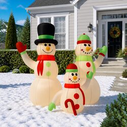 Inflatable Snowman Family Christmas Decoration with LED Lights 360cm Holiday