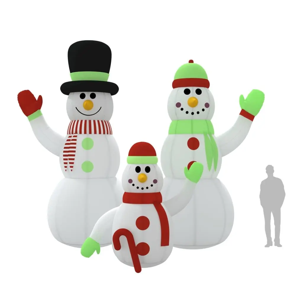 Inflatable Snowman Family Christmas Yard Decoration 500cm Multicolour