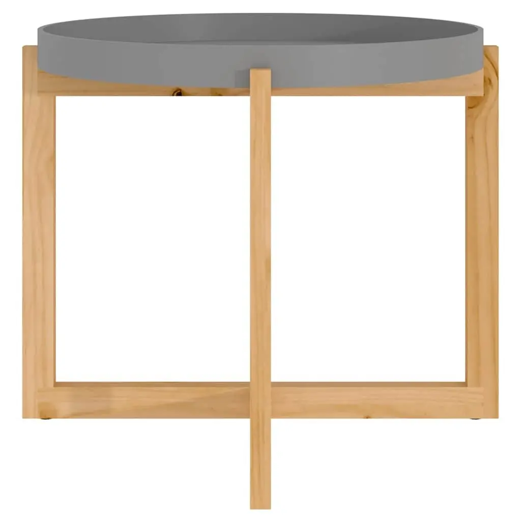 Coffee Table Grey Engineered Wood 53x53x43.5cm Solid Pinewood Feet
