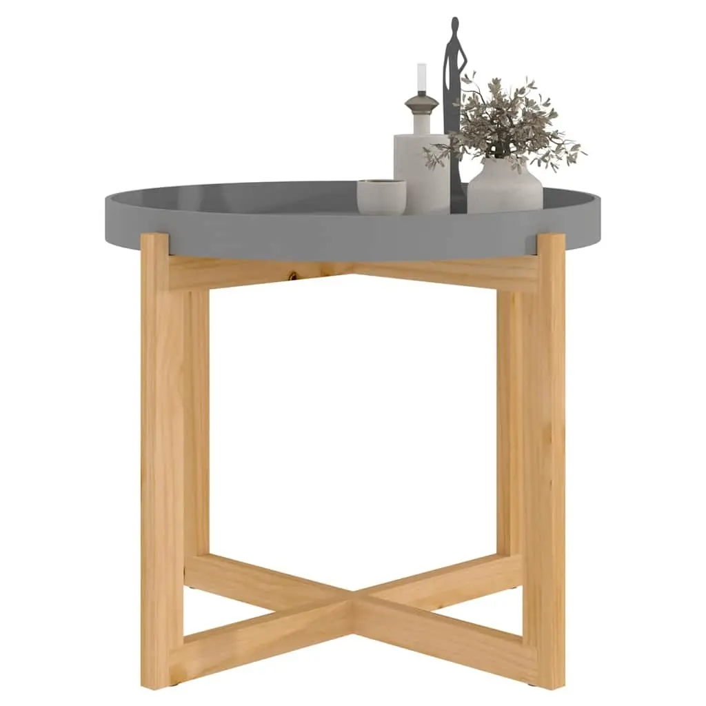 Coffee Table Grey Engineered Wood 53x53x43.5cm Solid Pinewood Feet